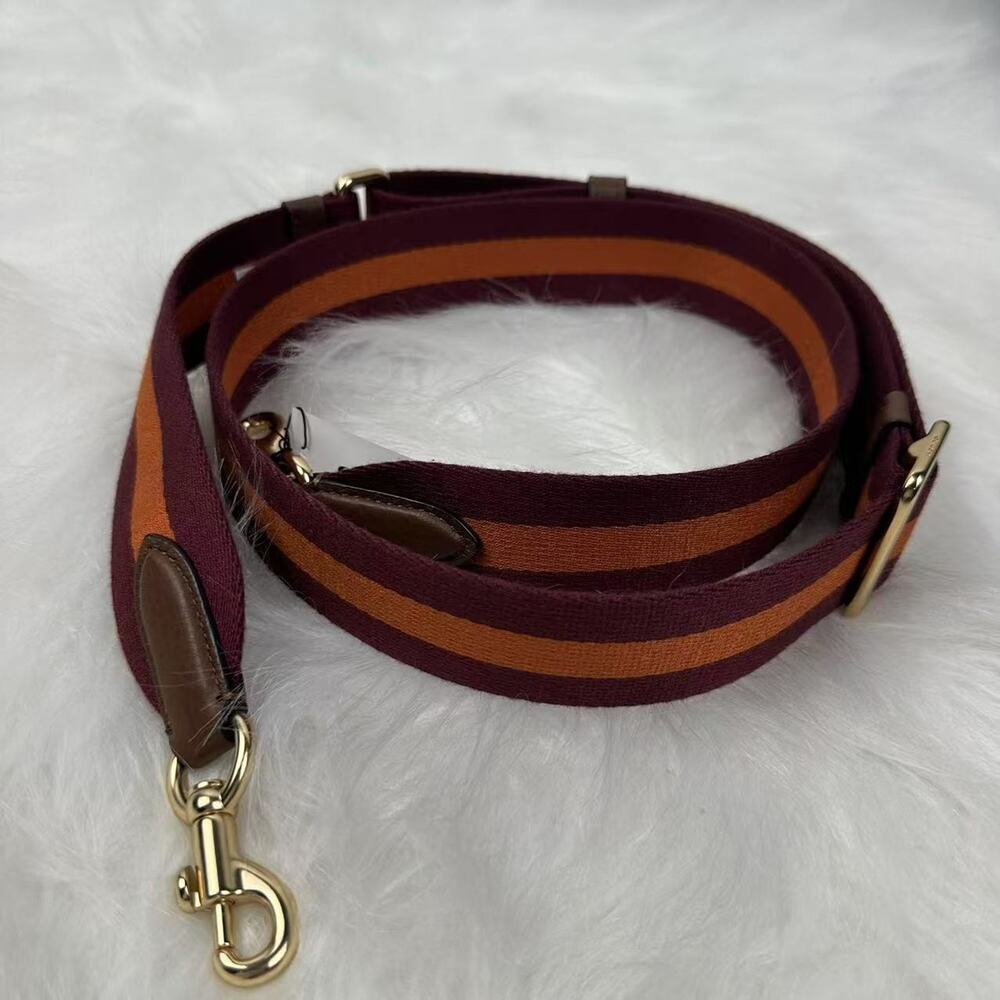Coach Webbing Strap In Gold/Wine Multi CP892 NWT
